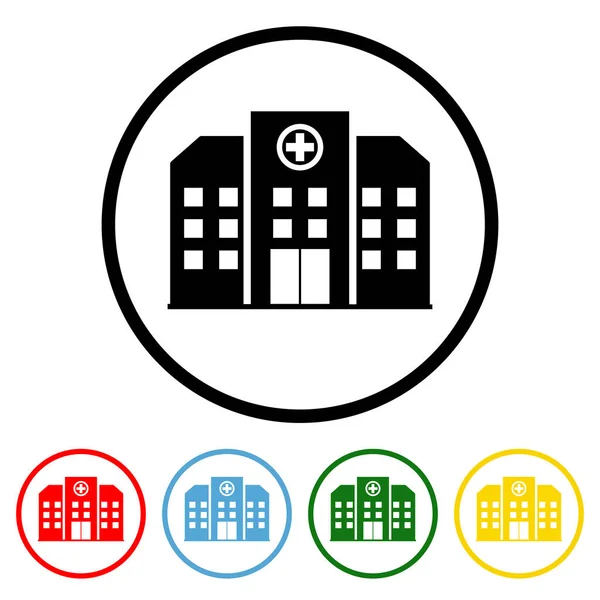 Hospital Building Flat Icon Color Variations Hospital Building Icon Vector Royalty Free Stock Illustrations