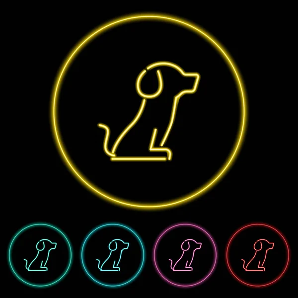 4色バリエーションの犬のアイコンベクトルイラストデザイン要素 犬のアイコンネオンスタイル 犬のアイコンフラットデザイン ベクトルイラスト 一つの層にすべて デザインの要素 — ストックベクタ