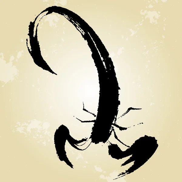 Skorpion styl chiński obrazy pędzla — Wektor stockowy