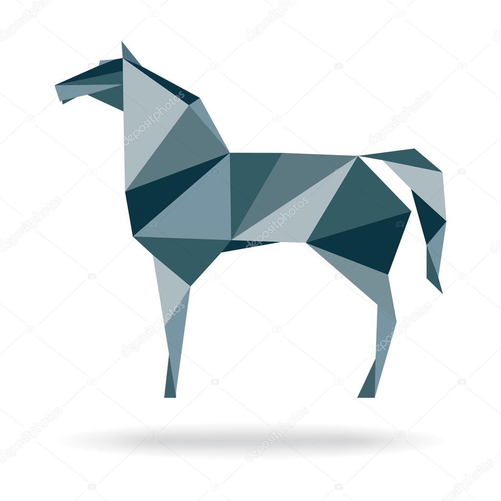 Horse abstract polygon vector. Paper horse origami. Illustration of horse in origami style. Horse abstract isolated on a white backgrounds. Horse origami isolated on a white backgrounds.