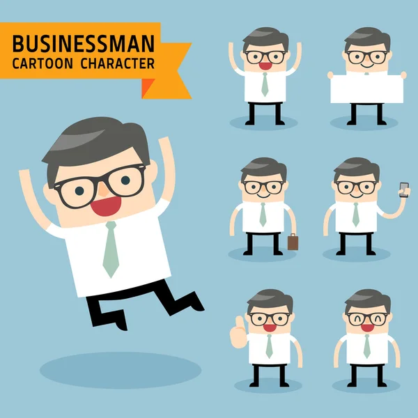 Set of businessman characters poses — Stock Vector