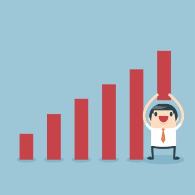 İşadamı kaldırma artış grafiği.