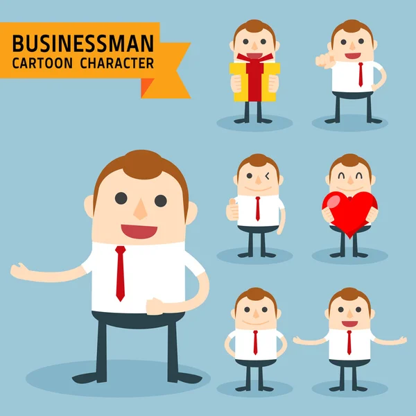 Set of businessman characters poses — Stock Vector