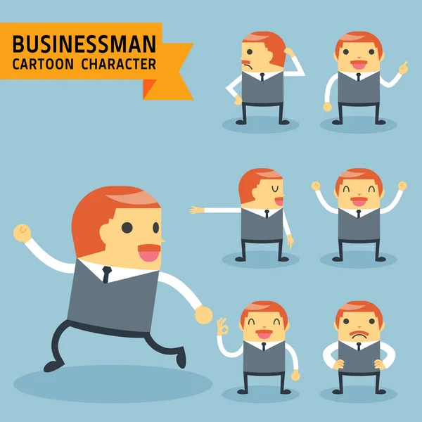 Set of businessman characters poses — Stock Vector