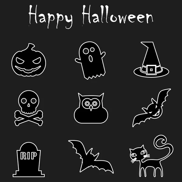 Iconos del esquema de Halloween — Vector de stock