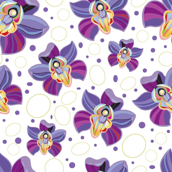 Aquarelle Motif Floral Sans Couture Avec Des Fleurs Orchidée Sur — Image vectorielle
