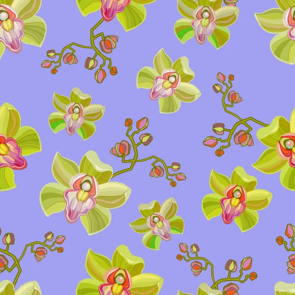 Aquarelle Fleurs Orchidée Motif Sans Couture Design Papier Peint Dessiné — Image vectorielle