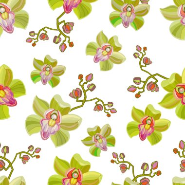 Seamless repeat pattern with flowers and buds on white background. Hand drawn fabric, gift wrap, wall art design.