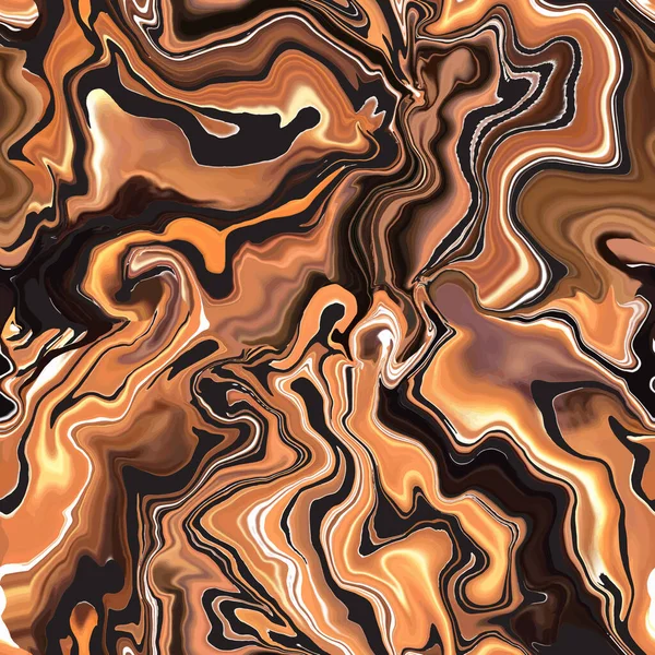 Marble Texture Seamless Pattern Orange Black Brown Yellow Abstract Background — Archivo Imágenes Vectoriales