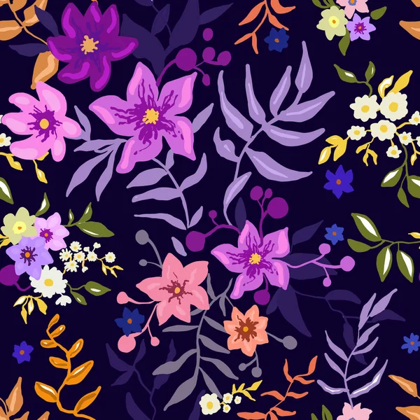 Motif Floral Tropical Motif Floral Vectoriel Graphique Coloré Sans Couture — Image vectorielle