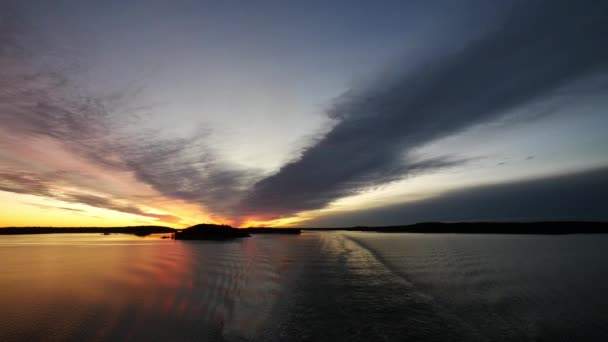 Open Baltic sea at the sunset — Stock Video