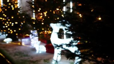 Işık ile yapılan Mooses ile Noel ağacı. Noel dekorasyon veya yükleme.