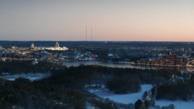 Gece Stockholm havadan görünümü