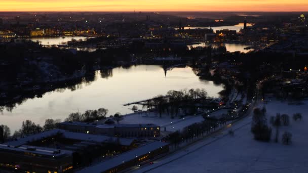 Stockholmer Luftaufnahme der Nacht — Stockvideo