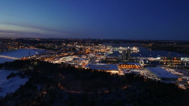 Noite Vista aérea de Estocolmo — Vídeo de Stock