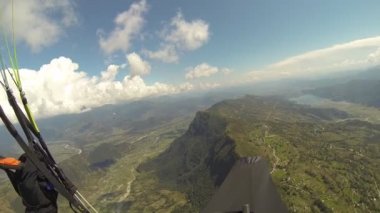 POV gökyüzü Annapurna Pokhara, Nepal, Himalayalar yamaç paraşütü