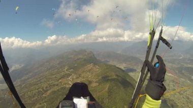 POV gökyüzü Annapurna Pokhara, Nepal, Himalayalar yamaç paraşütü