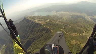 POV gökyüzü Annapurna Pokhara, Nepal, Himalayalar yamaç paraşütü