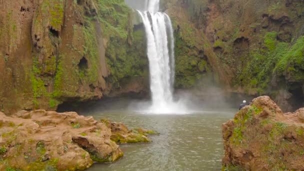 Ouzoud Waterfalls located in the Grand Atlas village of Tanaghmeilt, in the Azilal province in Morocco, Africa — Stock Video