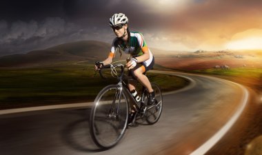 Bike cyclist riding Mountain clipart