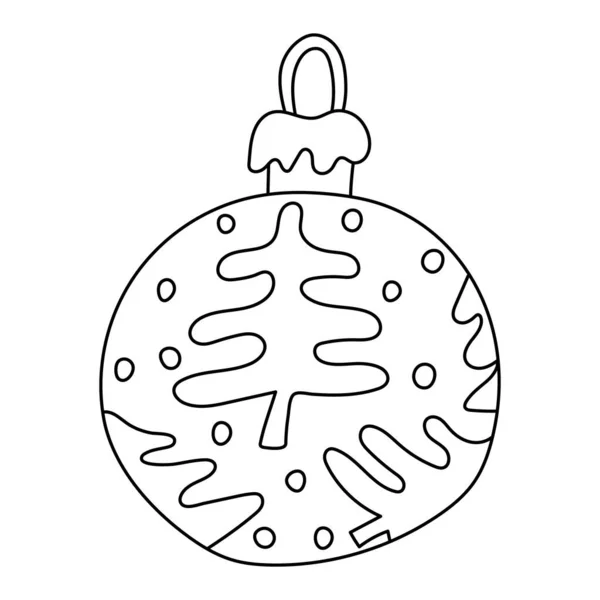 Bauble Natalizio Disegnato Mano Isolato Bianco Illustrazione Vettoriale Una Palla — Vettoriale Stock