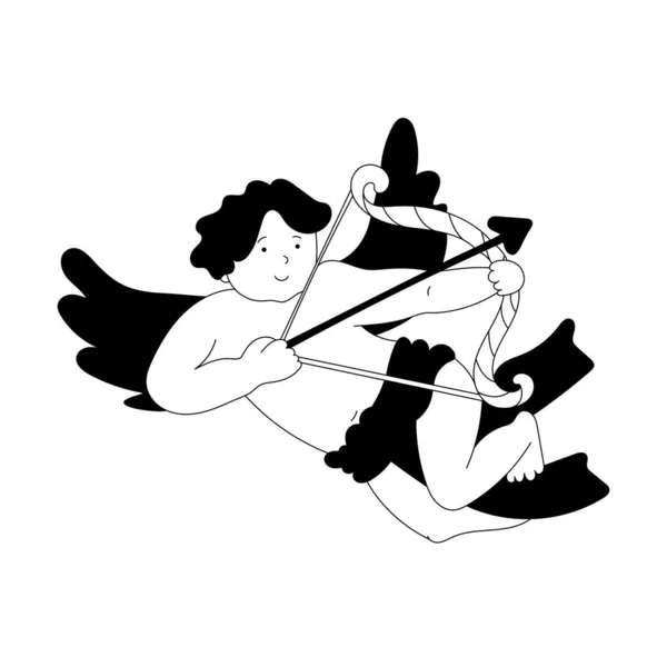 Cupidon Mignon Avec Arc Une Flèche Élément Design Saint Valentin — Image vectorielle