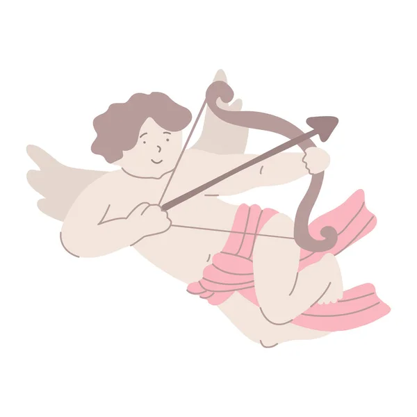 Lindo Cupido Con Arco Una Flecha Elemento Diseño Del Día — Archivo Imágenes Vectoriales