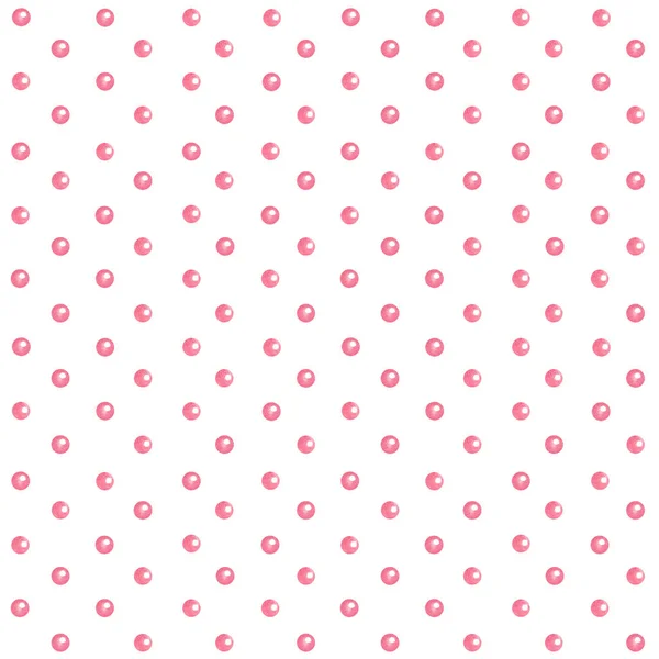 Акварельний Безшовний Візерунок Рожевими Перлами Або Крапками Полоки Білому Тлі — стокове фото
