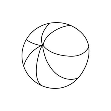 Şişme top. Beyaz arkaplanda karalama şeklinde el çizimi vektör çizimi. İzole edilmiş siyah çizgiler.