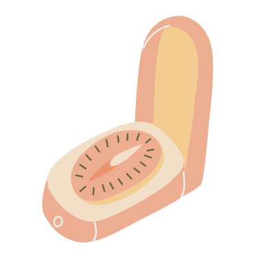 Beyaz arka planda izole edilmiş bir pusulanın elle çizilmiş düz vektör çizimi. Kamp ve turizm ekipmanları..