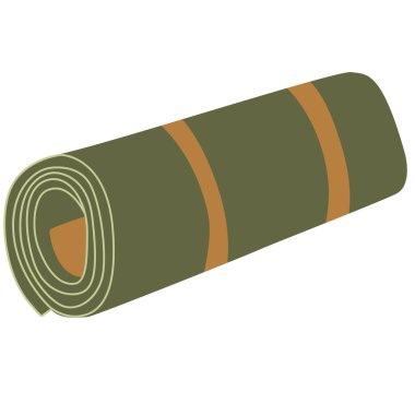 Hand drawn vector illustration of a rolled up mat isolated on white background.  Camping and tourism equipment.	