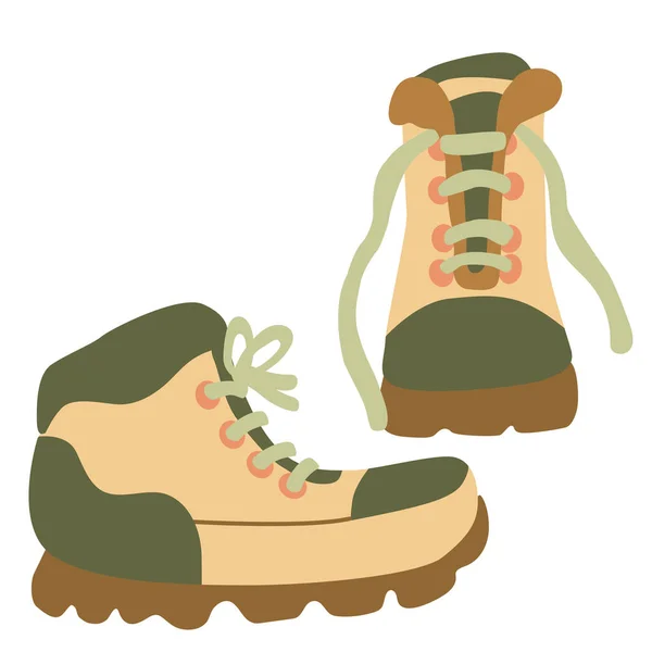 Hand Drawn Flat Vector Illustration Hiking Boots Isolated White Background — Stock Vector