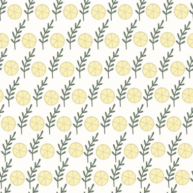 Sarı limonlu ve yeşil yapraklı pürüzsüz desen. Yaz baskısı. Yastık atmak için harika tekstil, telefon kılıfları, çarşaflar, duvar kağıtları..