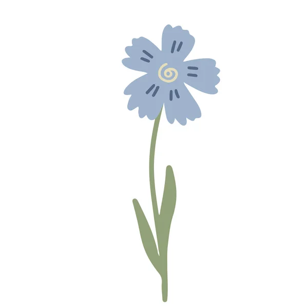 Illustration Vectorielle Bleue Dessinée Main Isolée Sur Blanc Plante Sauvage — Image vectorielle