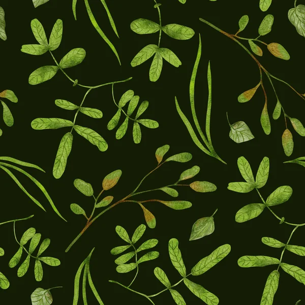 Απρόσκοπτη Μοτίβο Φύλλα Ψηφιακή Ακουαρέλα Σκούρο Πράσινο Ιδανικό Για Υφάσματα — Φωτογραφία Αρχείου