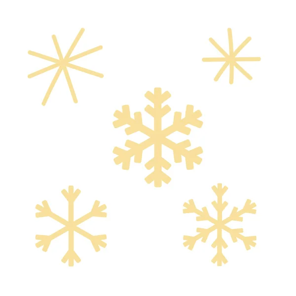 Ensemble Flocons Neige Noël Illustration Vectorielle Dessinée Main Idéal Pour — Image vectorielle