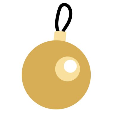 Noel sarı topu mücevheri. El çizimi vektör çizimi beyaza izole edildi. Noel ve yeni yıl tebrik kartları ve posterleri için harika.