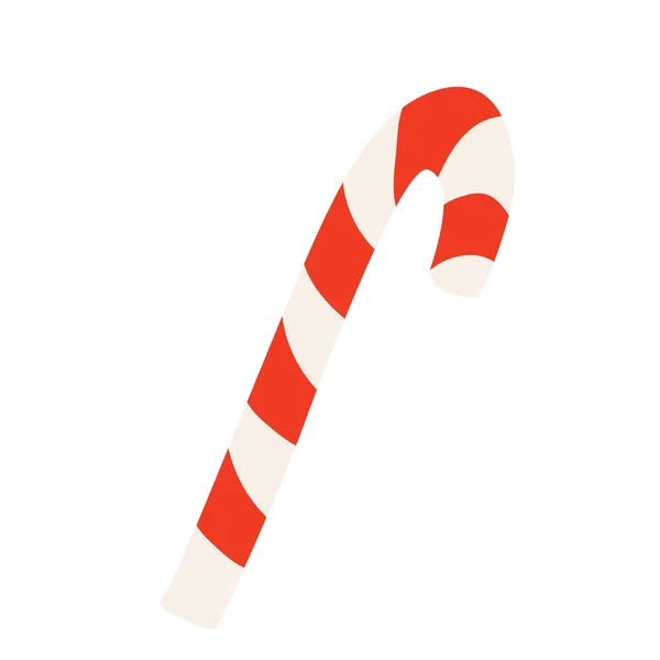 Red White Candy Cane Hand Drawn Flat Vector Illustration Christmas — Stock Vector