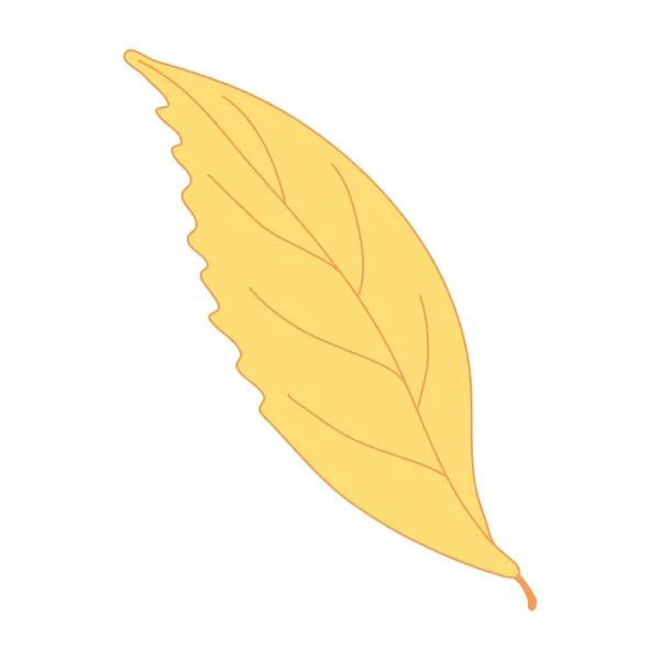 Yellow Autumn Leaf Hand Drawn Vector Illustration Color Outline Isolated — Wektor stockowy