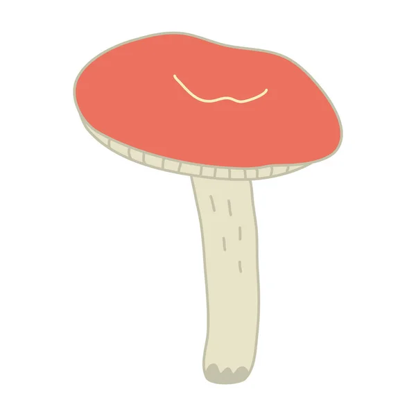 红杯红花蘑菇 基于白色背景的彩色轮廓的手绘涂鸦矢量图解 — 图库矢量图片