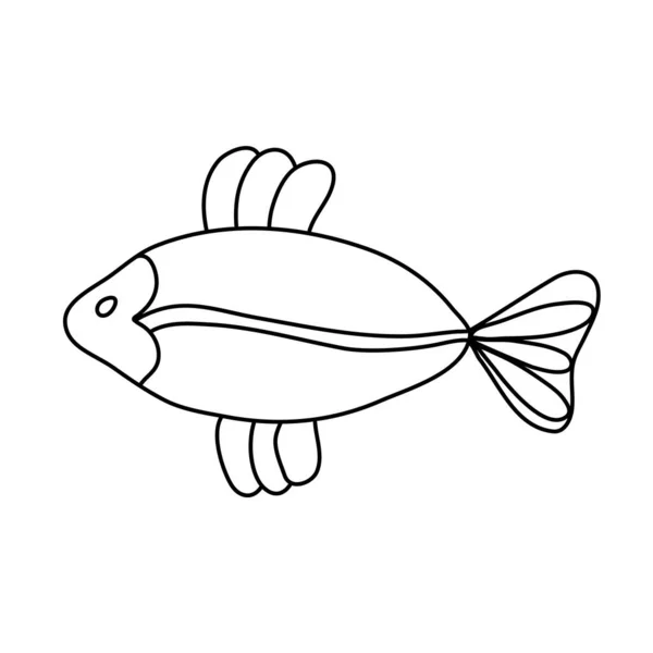 Peixe Ilustração Vetorial Desenhada Mão Estilo Doodle Sobre Fundo Branco — Vetor de Stock