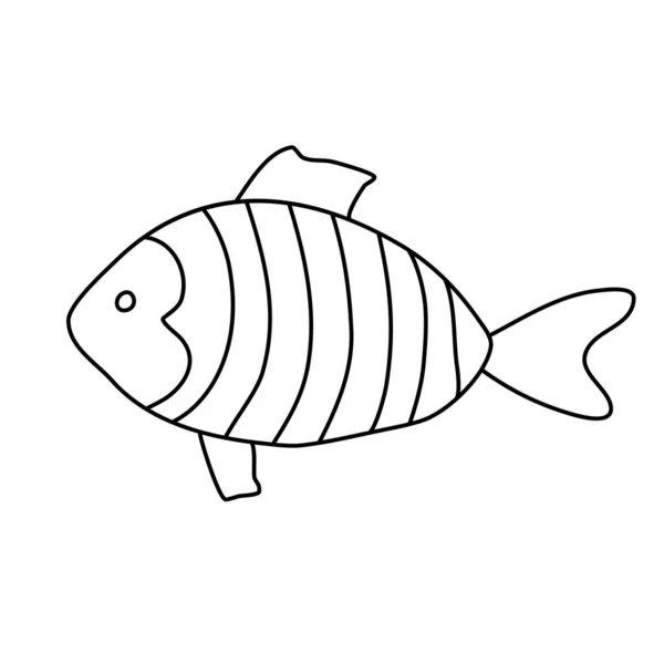 Pesce Strisce Illustrazione Vettoriale Disegnata Mano Stile Doodle Sfondo Bianco — Vettoriale Stock