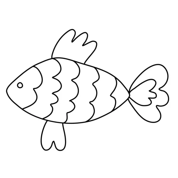 Trevlig Liten Fisk Handritad Vektor Illustration Klotter Stil Vit Bakgrund — Stock vektor