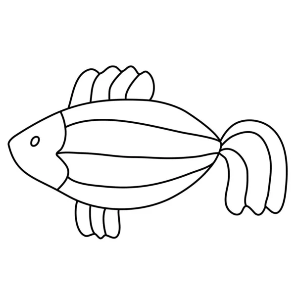 Randig Liten Fisk Handritad Vektor Illustration Klotter Stil Vit Bakgrund — Stock vektor