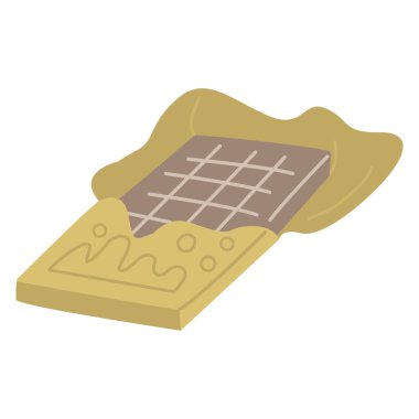 Pakette elle çizilmiş çikolata. Tatlı, tatlı, atıştırmalık, şekerci, pastane markası, menü tasarımı ve konforlu gıda projeleri için yumuşak pastel düz vektör çizimi