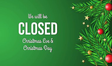 Noel Günü Tasarım. Kapalı olacağız Noel arifesi ve Noel günü. 