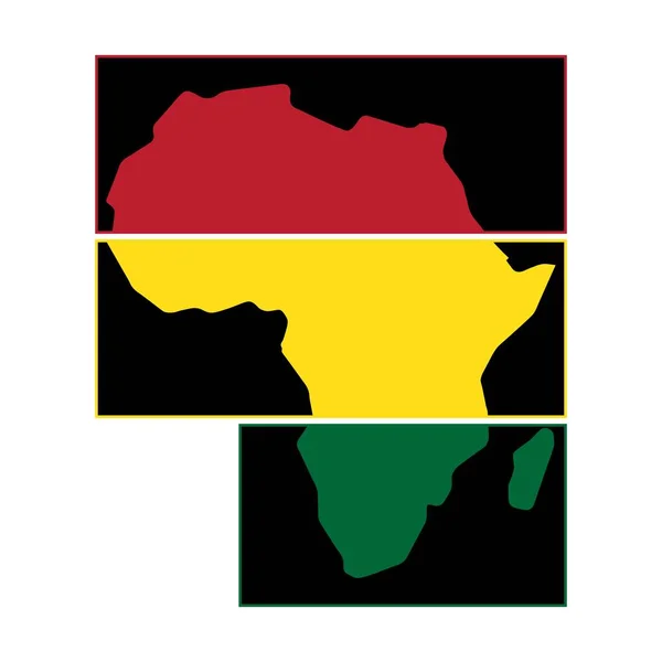 Silueta Continente Africano Con Cuadrado Rojo Amarillo Verde — Vector de stock