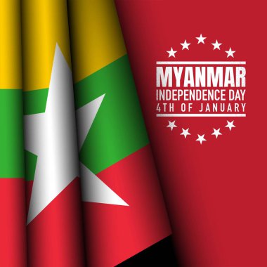 Myanmar Bağımsızlık Günü Geçmişi. Vektör İllüstrasyonu.