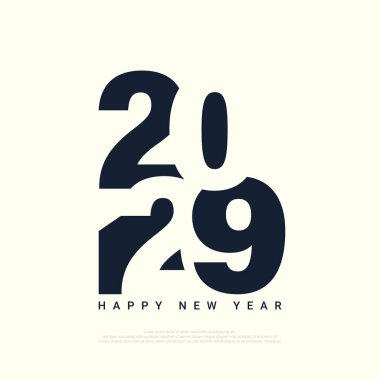 2029 Yeni Yıl Kutlaması için Düz Tipografi Tasarımı. 2029 Sayı Tasarım Vektörü İllüstrasyonu.