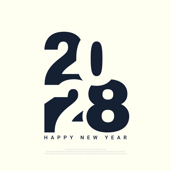 2028 Дизайн плоской типографии для празднования Нового года. Векторная иллюстрация 2028 года.